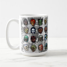 Monster Masken Retro Horror Tasse - (Weiße Variant