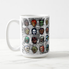Monster Masken Retro Horror Tasse - (Weiße Variant