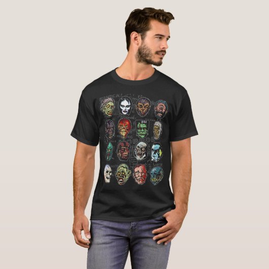 Monster maskiert Farbmännchen-T - Shirt (schwarz) (Vorne ganz)