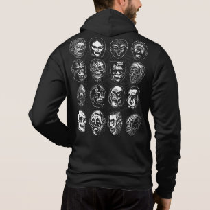 Monster Masks Art Hoodie – Nur Schwarz