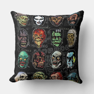 Monster Masks Retro-Horror-Kissen (Farbe) Kissen