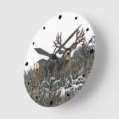 Monster-Maultierhirsch 2 Runde Wanduhr (Winkel)