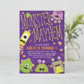 Monster Mayhem Geburtstagsparty Einladung (Stehend Vorderseite)