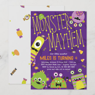 Monster Mayhem Geburtstagsparty Einladung