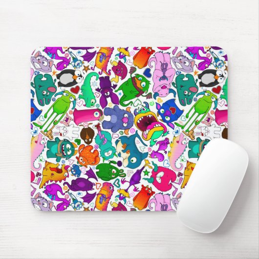 Monster Menagerie-Muster Mousepad (Mit Mouse)
