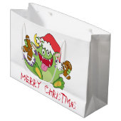 Monster mit Lebkuchen-Mann Große Geschenktüte (Vorderseite Schrägansicht)