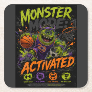 Monster-Modus aktiviert – Sports Monster Basketbal Rechteckiger Pappuntersetzer