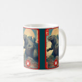 Monster Monogram Lizard Retro Bold Cool Graphic Kaffeetasse (VorderseiteRechts)