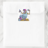 Monster Motorradfahrer-Cartoon Quadratischer Aufkleber (Tasche)