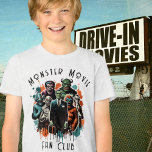 Monster Movie Fan Club Tri-Blend Shirt<br><div class="desc">Klassische Monster und Science-Fiction-Figuren befüllen dieses Halloween-Design, das Vintage, alte Schulsprichstars wie Frankensteins Monster, Dracula, Werwölfe, Roboter und vieles mehr feiert. Die Worte "Monster Movie Fan Club" sind individuell anpassbar und in einer Schrift entworfen, die ein Vintages Gefühl und eine gestresste Ausstrahlung für ein lustiges und trendiges Design kombiniert, das...</div>