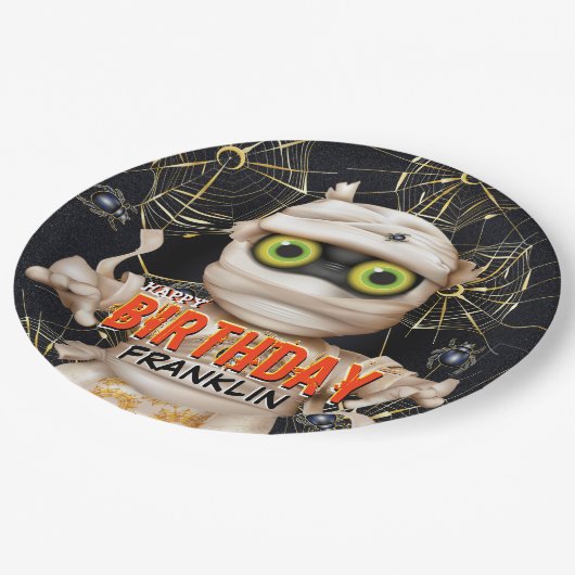 Monster Mummy Kindergeburtstag Pappteller (Schrägansicht)