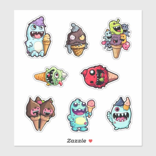 Monster Munchies Ice Cream Stickers pt 3 Aufkleber (Blatt)