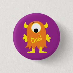Monster Niedlich Funny 1. Geburtstag Party Thema Button
