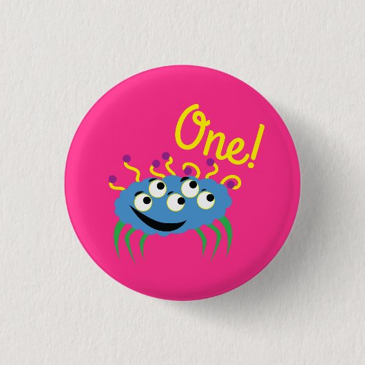 Monster Niedlich Funny 1. Geburtstag Party Thema Button (Vorderseite)