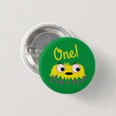 Monster Niedlich Funny 1. Geburtstag Party Thema Button (Vorne & Hinten)