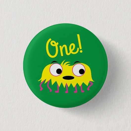 Monster Niedlich Funny 1. Geburtstag Party Thema Button (Vorderseite)