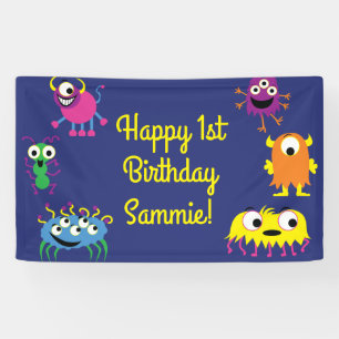 Monster Niedlich Funny Birthday Party Thema Banner