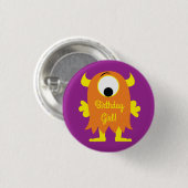 Monster Niedlich Funny Kindergeburtstag Party Them Button (Vorne & Hinten)