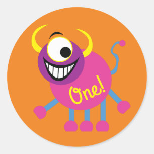 Monster Niedlich Funny Kindergeburtstag Party Them Runder Aufkleber