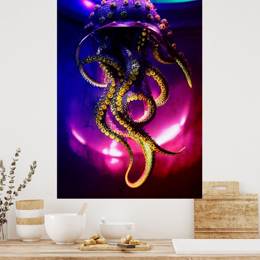 Monster Octopus Poster - Epic Kraken Digital Art (Küche)