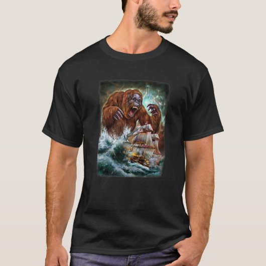 Monster Orangutan als Kraken angreifen ein Kriegss T-Shirt (Vorderseite)