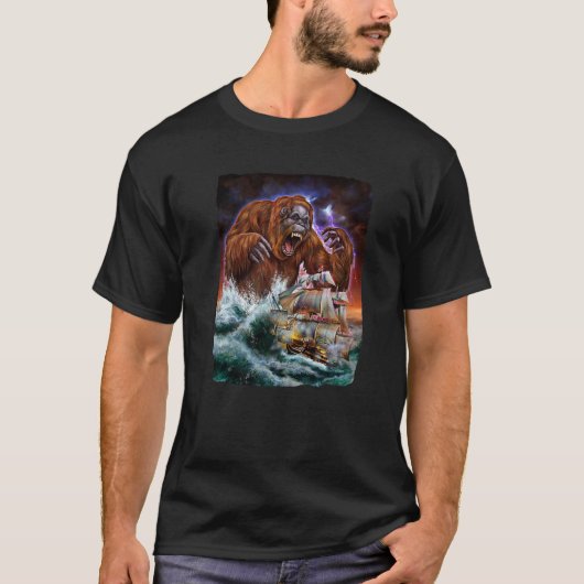 Monster Orangutan als Kraken angreifen ein Kriegss T-Shirt (Vorderseite)