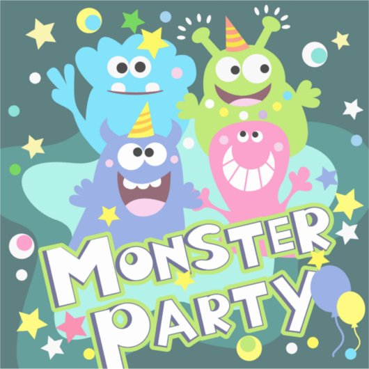Monster-Party Aufkleber (Vorderseite)