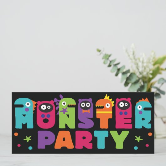 Monster-Party Einladung (Stehend Vorderseite)