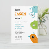 Monster-Party Einladung - weiß (Stehend Vorderseite)