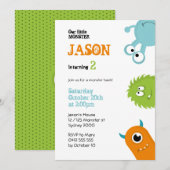 Monster-Party Einladung - weiß (Vorne/Hinten)