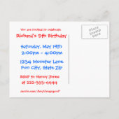 Monster-Party Einladungspostkarte (Rückseite)