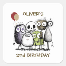 Monster Party Kinder Einladung Umschlag Aufkleber