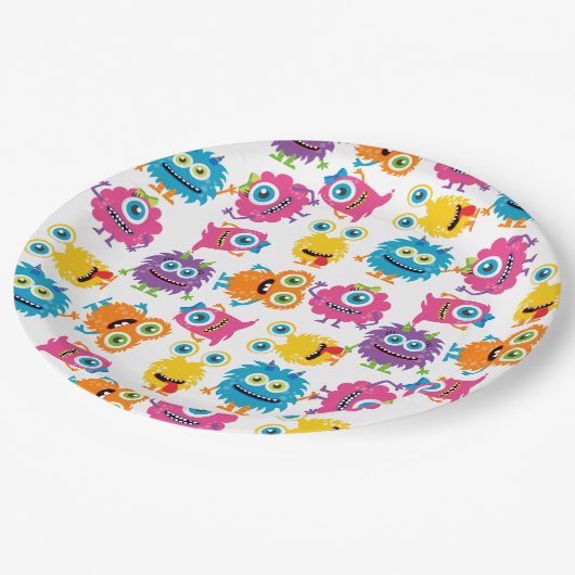 Monster-Party-Papierplatte Pappteller (Schrägansicht)