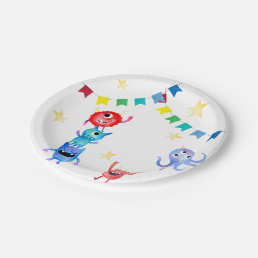 Monster-Party-Teller Pappteller (Schrägansicht)