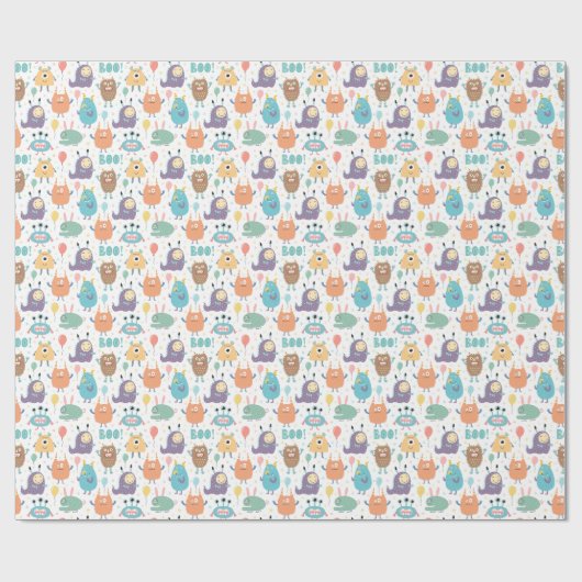 Monster Party Wrapping Paper Geschenkpapier (Flach)