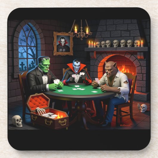 Monster Poker Halloween Getränkeuntersetzer (Vorderseite)