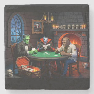 Monster Poker Halloween Steinuntersetzer