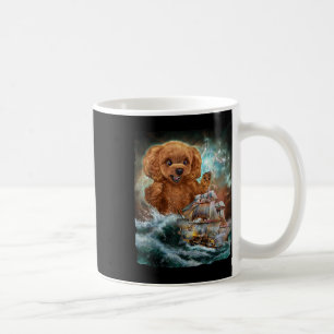 Monster Poodle Hund als Kraken ein Kriegsschiff an Kaffeetasse