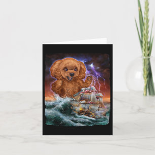 Monster Poodle Hund als Kraken ein Kriegsschiff an Karte