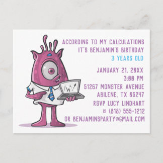 Monster Postkarte Geburtstagsparty Einladung