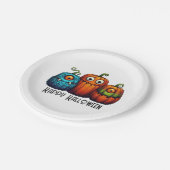 Monster Pumkins Pappteller (Schrägansicht)