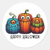 Monster Pumpkins Runder Aufkleber (Vorderseite)