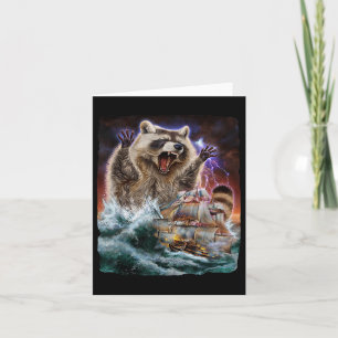 Monster-Raccoon als Kraken ein Kriegsschiff an der Karte