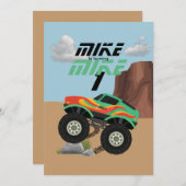 Monster-Räder, orange, gelb, rot, grün b Einladung (Vorne/Hinten)