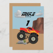 Monster-Räder, orange, gelb, rot, grün b Einladung (Vorne/Hinten)