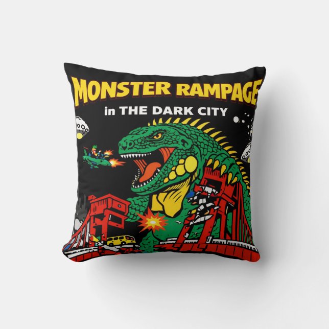 Monster Rampage in Dark City Kissen (Vorderseite)