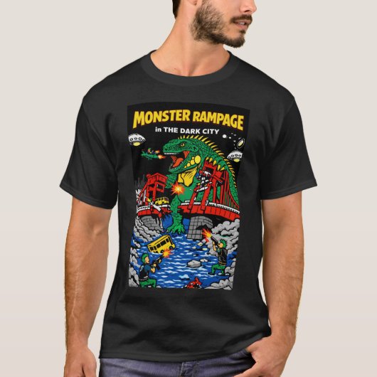 Monster Rampage in Dark City T-Shirt (Vorderseite)