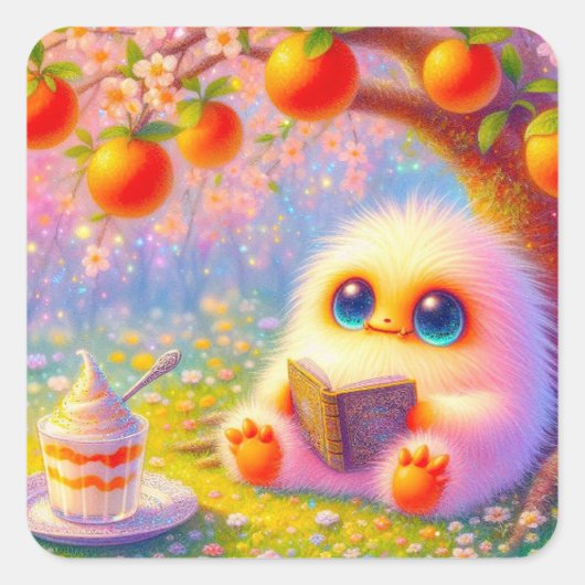 Monster Reader Quadratischer Aufkleber (Vorderseite)