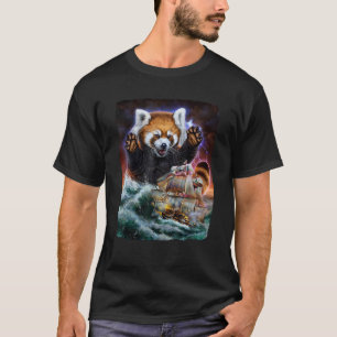 Monster Red Panda als Kraken Angriff auf ein Krieg T-Shirt