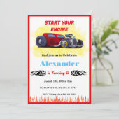 Monster Red Race Car Geburtstag Einladung (Stehend Vorderseite)
